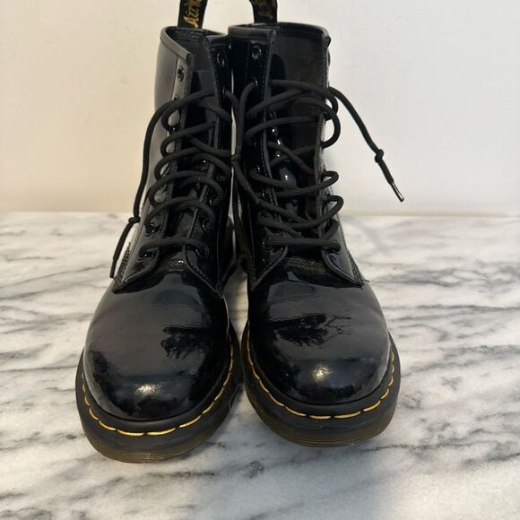 Dr Martens 1460 Black Patent Leather Lace-Up moto combat Boots size 9 women - Picture 7 of 15